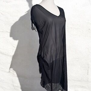 Vintage black Sheer Swim Cover-Up/lingerie slip L whimsigoth grunge goth